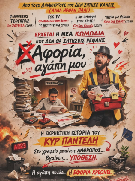 ε Αφορία, αγάπη μου! Η ΕΚΡΗΚΤΙΚΗ ΙΣΤΟΡΙΑ του Κυρ Παντελή» σε σενάριο και σκηνοθεσία των Φιλίππου Βεργίνη & Λεονάρντο Θίμο.