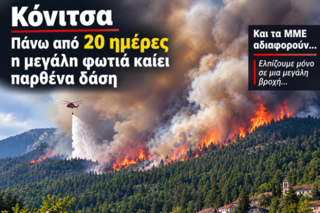 Από τις 31 Αυγούστου ΈΩΣ και σήμερα η φωτιά καίει παρθένα δάση στην Κονιτσα και τα μεγάλα ΜΜΕ   .. αφαντα …………